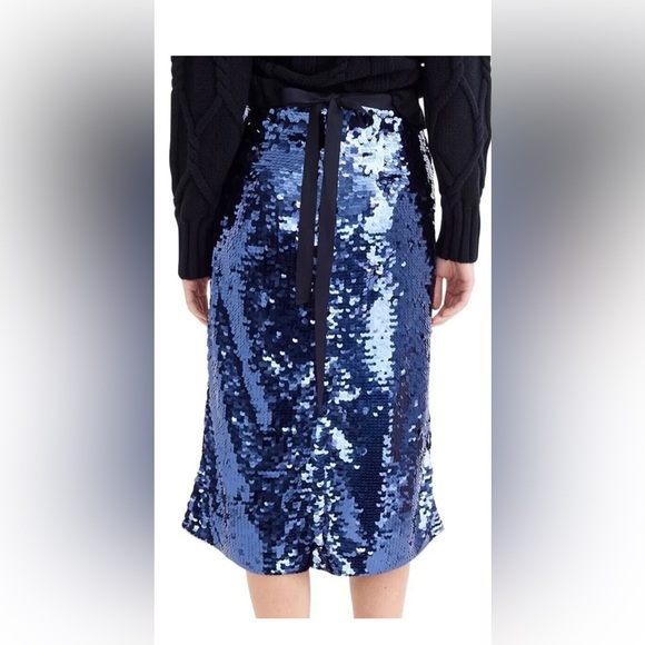 J.Crew collection sequins midi skirt royal blue NWT Size 2 - Picture 4 of 9